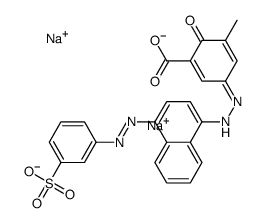 3-methyl-5-[[4-[(3-sulphophenyl)azo]-1-naphthyl]azo]salicylic acid, sodium salt structure