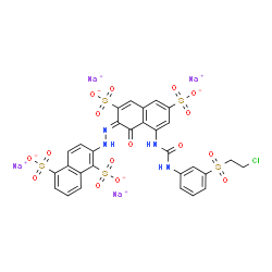 tetrasodium 2-[[8-[[[[3-[(2-chloroethyl)sulphonyl]phenyl]amino]carbonyl]amino]-1-hydroxy-3,6-disulphonato-2-naphthyl]azo]naphthalene-1,5-disulphonate结构式