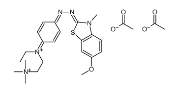 2-[[4-[ethyl[2-(trimethylammonio)ethyl]amino]phenyl]azo]-6-methoxy-3-methylbenzothiazolium diacetate结构式