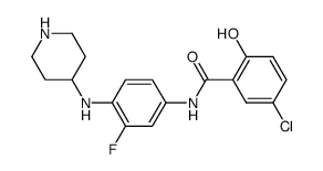 5-chloro-N-[3-fluoro-4-(piperidin-4-ylamino)phenyl]-2-hydroxybenzamide Structure