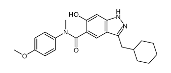 5-[N-(4-methoxyphenyl)-N-methylaminocarbonyl]-3-cyclohexylmethyl-6-hydroxy-1H-indazole结构式
