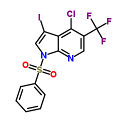 4-Chloro-3-iodo-1-(phenylsulfonyl)-5-(trifluoromethyl)-1H-pyrrolo[2,3-b]pyridine Structure