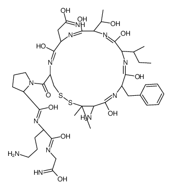 Oxytocin, penicillamine(1)-phenylalanyl(2)-threonyl(4)-ornithine(8)- Structure