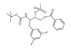 (2S,3S)-3-[(tert-butoxycarbonyl)amino]-4-(3,5-difluorophenyl)-2-[(methylsulfonyl)oxy]butyl benzoate结构式