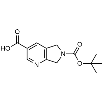 6-叔丁氧羰基-5H,6H,7H-吡咯并[3,4-b]吡啶-3-甲酸结构式