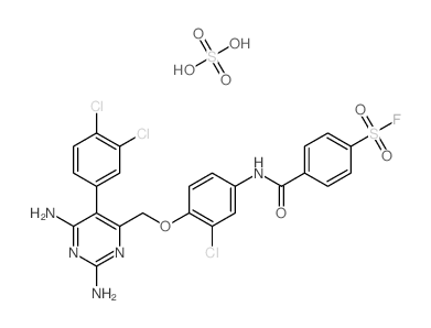 4-[[3-chloro-4-[[2,6-diamino-5-(3,4-dichlorophenyl)pyrimidin-4-yl]methoxy]phenyl]carbamoyl]benzenesulfonyl fluoride; sulfuric acid Structure