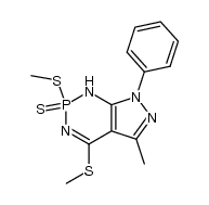 2,4-Dimethylthio-5-methyl-7phenylpyrazolo[3,4-d]-1,3,2-diazaphosphorin-2(1H)-thione结构式