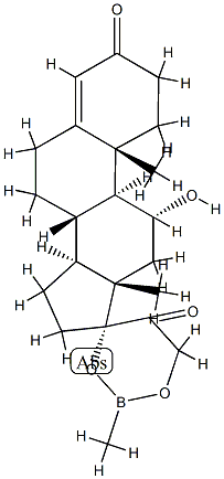 11α-Hydroxy-17,21-[(methylboranediyl)bisoxy]pregn-4-ene-3,20-dione结构式