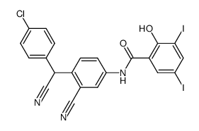 N-{4-[α-(4-chlorophenyl)-α-cyanomethyl]-3-cyanophenyl}-2-hydroxy-3,5-diiodobenzamide结构式