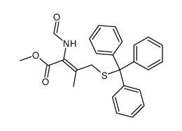 (Z)-2-Formylamino-3-methyl-4-tritylsulfanyl-but-2-enoic acid methyl ester Structure