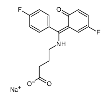 sodium,4-[[(Z)-(3-fluoro-6-oxocyclohexa-2,4-dien-1-ylidene)-(4-fluorophenyl)methyl]amino]butanoate Structure
