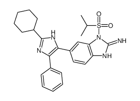 6-(2-cyclohexyl-5-phenyl-1H-imidazol-4-yl)-1-propan-2-ylsulfonylbenzimidazol-2-amine Structure