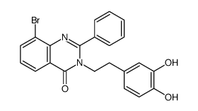 8-bromo-3-[2-(3,4-dihydroxyphenyl)ethyl]-2-phenylquinazolin-4-one结构式