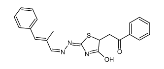 2-[2-(2-methyl-3-phenylprop-2-enylidene)hydrazinyl]-5-phenacyl-1,3-thiazol-4-one Structure