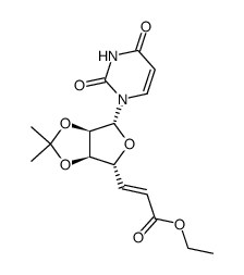 ethyl 1,5,6-trideoxy-2,3-O-isopropylidene-1-(uracil-1-yl)-β-D-ribo-hept-5-enofuranuronate结构式