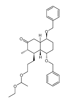 (4aα,8aβ)-5β,8α-bis(benzyloxy)-2α-methyl-3-oxo-1β-[3-(1-ethoxyethoxy)propyl]decahydronaphthalene Structure