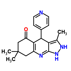 3,7,7-Trimethyl-4-(4-pyridinyl)-1,2,4,6,7,8-hexahydro-5H-pyrazolo[3,4-b]quinolin-5-one Structure