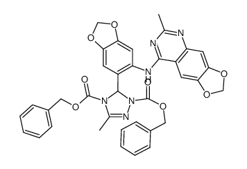 dibenzyl 3-methyl-5-(4,5-methylenedioxy-2-(2-methyl-6,7-methylenedioxyquinazolin-4-ylamino)phenyl)-Δ2-1,2,4-triazoline-1,4-dicarboxylate Structure