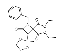 1-Benzyl-3-(2-methyl-[1,3]dioxolan-2-yl)-4-oxo-azetidine-2,2-dicarboxylic acid diethyl ester结构式