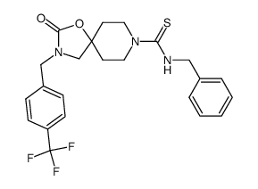 2-oxo-3-(4-trifluoromethylbenzyl)-1-oxa-3,8-diazaspiro[4.5]decane-8-carbothioic acid benzylamide Structure