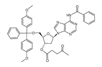 5'-O-(4,4'-dimethoxytrityl)-N6-benzoyl-3'-O-levulinoyl-2'-deoxyadenosine结构式