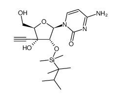 1-(2-O-dimethylthexylsilyl-3-C-ethynyl-1-β-D-ribofuranosyl)cytosine结构式