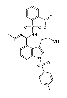 (R)-N-(1-(3-(2-hydroxyethyl)-1-tosyl-1H-indol-4-yl)-3-methylbut-2-en-1-yl)-2-nitrobenzenesulfonamide结构式