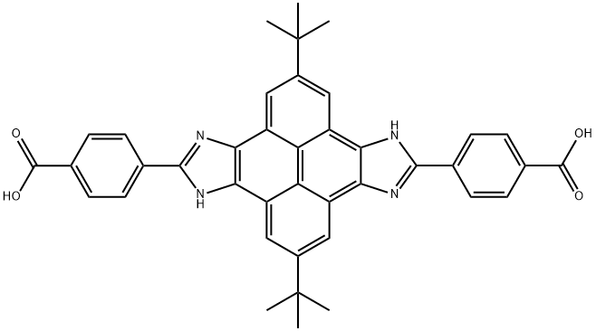 4,4'-(2,8-二叔丁基-4,10-二氢吡喃并[4,5-D:9,10-D']二咪唑-5,11-二基)二苯甲酸结构式
