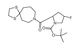 tert-butyl (2S,4S)-2-(1,4-dithia-9-azaspiro[4.6]undecane-9-carbonyl)-4-fluoropyrrolidine-1-carboxylate Structure