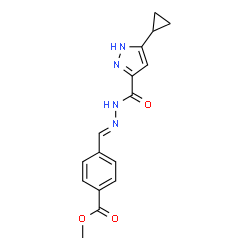 methyl 4-[(E)-{2-[(3-cyclopropyl-1H-pyrazol-5-yl)carbonyl]hydrazinylidene}methyl]benzoate Structure