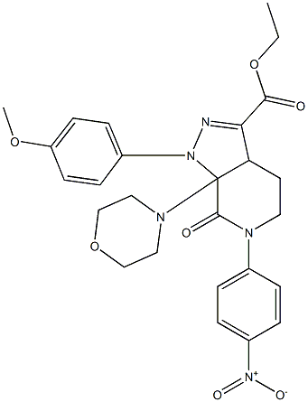 1-(4-甲氧基苯基)-7A-吗啉代-6-(4-硝基苯基)-7-氧代-3A,4,5,6,7,7A-六氢-1H-吡唑并[3,4-C]吡啶-3-羧酸结构式