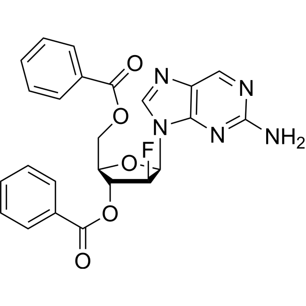 2-Aminopurine-9-beta-D-(3’,5’-di-O-benzoyl-2’-deoxy-2’-fluoro)arabinoriboside Structure