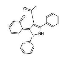 6-(4-acetyl-2,5-diphenyl-1H-pyrazol-3-ylidene)cyclohexa-2,4-dien-1-one结构式