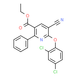 Ethyl 5-cyano-6-(2,4-dichlorophenoxy)-2-phenylnicotinate结构式