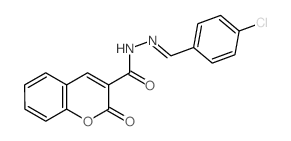 2H-1-Benzopyran-3-carboxylicacid, 2-oxo-, 2-[(4-chlorophenyl)methylene]hydrazide Structure