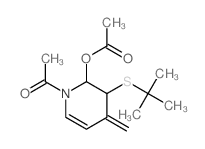 (1-acetyl-4-methylidene-3-tert-butylsulfanyl-2,3-dihydropyridin-2-yl) acetate结构式