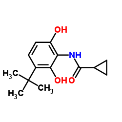 N-[2,6-Dihydroxy-3-(2-methyl-2-propanyl)phenyl]cyclopropanecarboxamide结构式