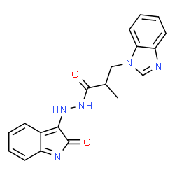 (E)-3-(1H-benzo[d]imidazol-1-yl)-2-methyl-N-(2-oxoindolin-3-ylidene)propanehydrazide结构式