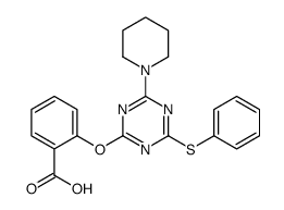 2-[(4-phenylsulfanyl-6-piperidin-1-yl-1,3,5-triazin-2-yl)oxy]benzoic acid Structure