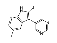 2-Iodo-5-methyl-3-(5-pyrimidinyl)-1H-pyrrolo[2,3-b]pyridine Structure