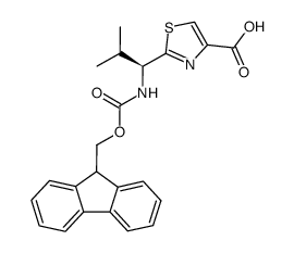 (S)-2-(1-((((9H-fluoren-9-yl)methoxy)carbonyl)amino)-2-methylpropyl)thiazole-4-carboxylic acid Structure