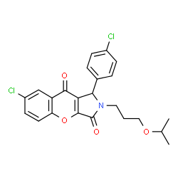 7-chloro-1-(4-chlorophenyl)-2-[3-(propan-2-yloxy)propyl]-1,2-dihydrochromeno[2,3-c]pyrrole-3,9-dione结构式