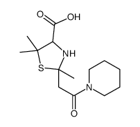 2,5,5-trimethyl-2-(2-oxo-2-piperidin-1-ylethyl)-1,3-thiazolidine-4-carboxylic acid结构式