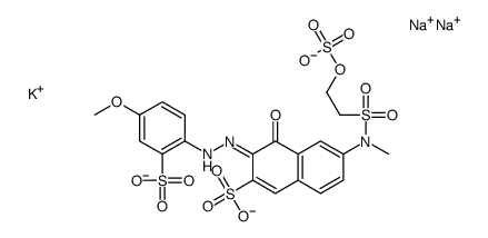 4-hydroxy-3-[(4-methoxy-2-sulphophenyl)azo]-6-[methyl[[2-(sulphooxy)ethyl]sulphonyl]amino]naphthalene-2-sulphonic acid, potassium sodium salt structure