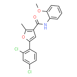 5-(2,4-dichlorophenyl)-N-(2-methoxyphenyl)-2-methylfuran-3-carboxamide structure