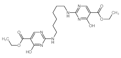 ethyl 2-[6-[(5-ethoxycarbonyl-4-oxo-3H-pyrimidin-2-yl)amino]hexylamino]-4-oxo-3H-pyrimidine-5-carboxylate结构式