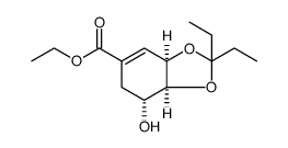 1,3-Benzodioxole-5-carboxylic acid, 2,2-diethyl-3a,6,7,7a-tetrahydro-7-hydroxy-, ethyl ester, (3aR,7R,7aS)结构式