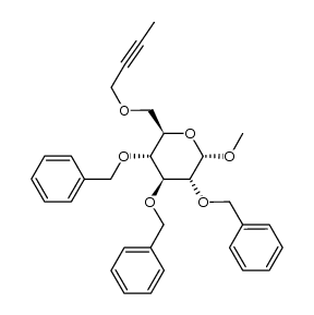 (2R,3R,4S,5R,6S)-3,4,5-tris(benzyloxy)-2-((but-2-yn-1-yloxy)methyl)-6-methoxytetrahydro-2H-pyran Structure