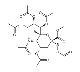 methyl 2-(acetylsulfanyl)-5-acetamido-4,7,8,9-tetra-O-acetyl-2,3,5-trideoxy-2-thio-D-glycero-α-D-galacto-2-nonulopyranosonate结构式