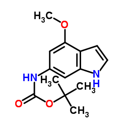 2-Methyl-2-propanyl (4-methoxy-1H-indol-6-yl)carbamate结构式